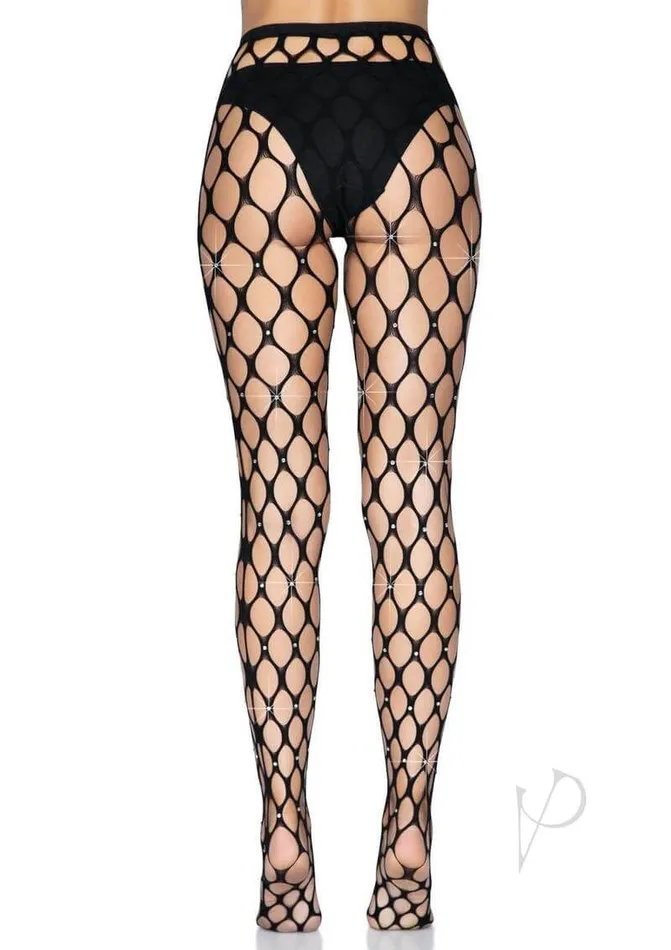 Anal Leg Avenue Inc Leg Avenue Loren Rhinestone Net Tights Black