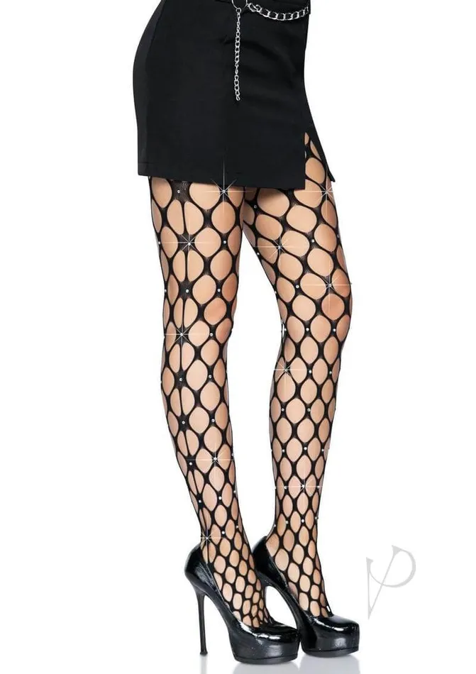 Anal Leg Avenue Inc Leg Avenue Loren Rhinestone Net Tights Black
