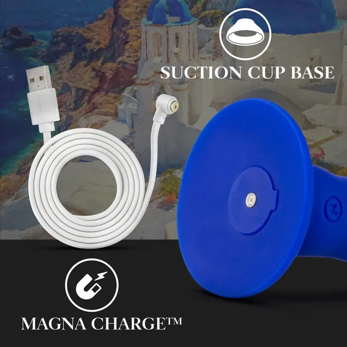 Blush Anal Impressions By Blush Santorini GSpot Blue 65Inch Long Rechargeable Vibrating Dildo With Suction Cup Base
