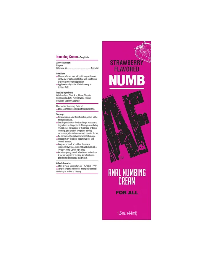 Little Genie Anal Numb AF Strawberry Flavor Anal Desensitizing Gel 15 Oz Unlock Greater Pleasure