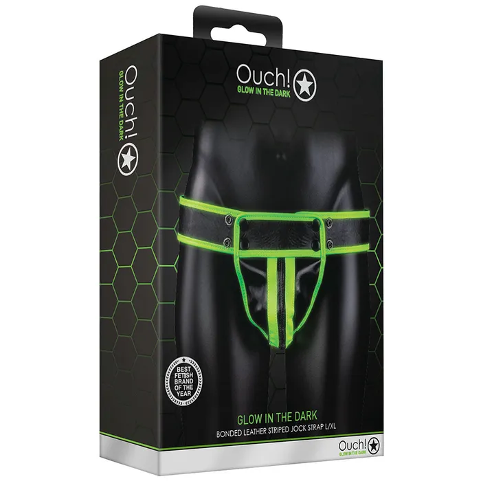 Ouch Glow In The Dark Striped Pouch Jock Strap XL Shots Toys Female Sex Toys Ouch Glow In The Dark Striped Pouch Jock Strap XL Shots Toys Female Sex Toys
