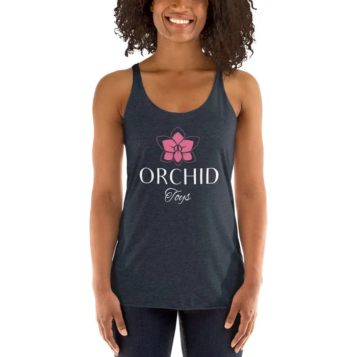 Orchid Toys Womens Racerback Tank White Font OrchidToyscom Vibrators