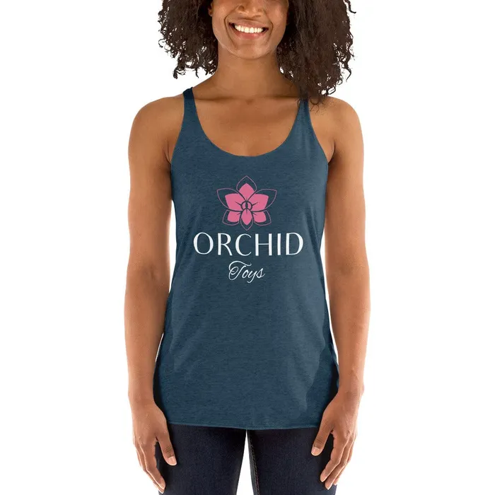 Orchid Toys Womens Racerback Tank White Font OrchidToyscom Vibrators