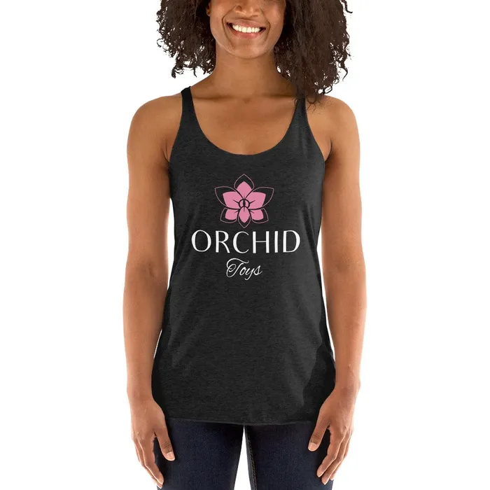 Orchid Toys Womens Racerback Tank White Font OrchidToyscom Vibrators