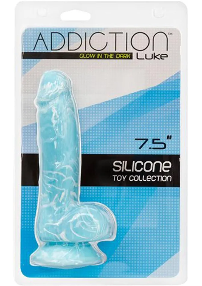 Addiction Dildos Addiction Toy Collection Luke Silicone Glow In The Dark Dildo with Balls