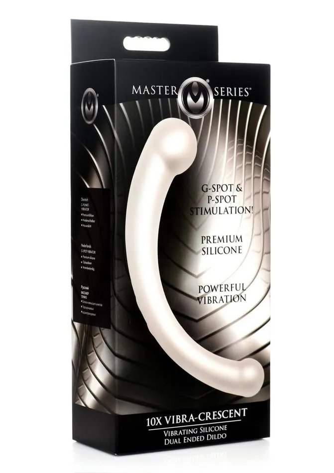Master Series 10x VibraCrescent Rechargeable Silicone Vibrating Dual Ended Dildo Master Series Female Sex Toys