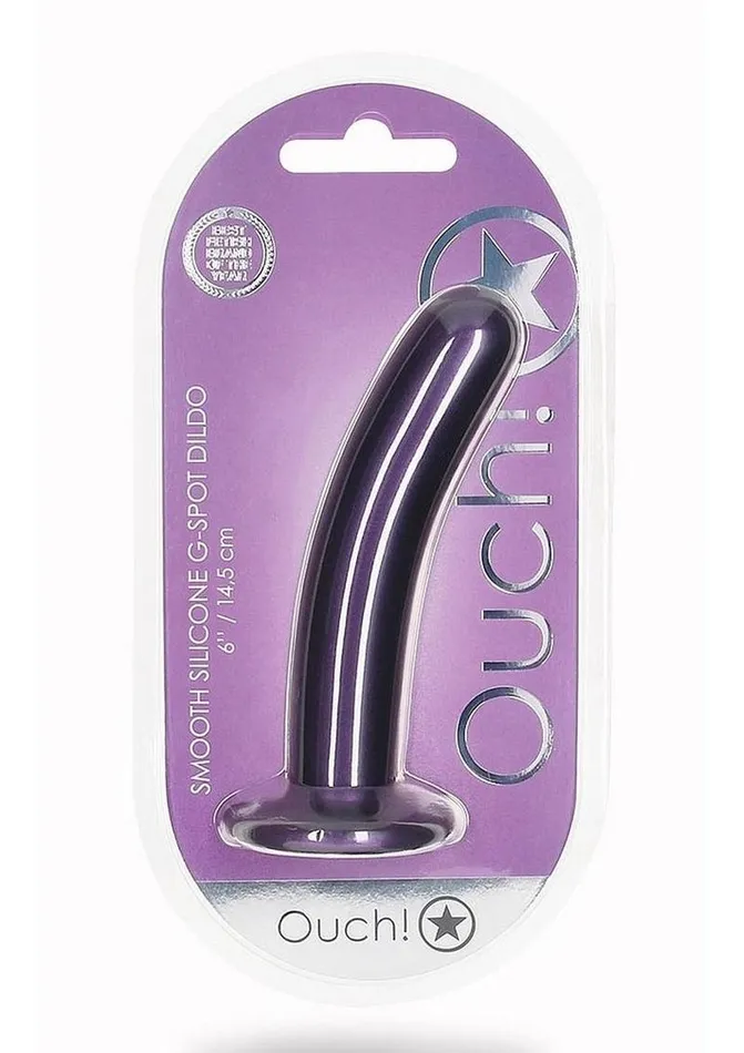 Ouch Female Sex Toys Ouch Smooth GSpot Silicone Dildo 6in Metallic